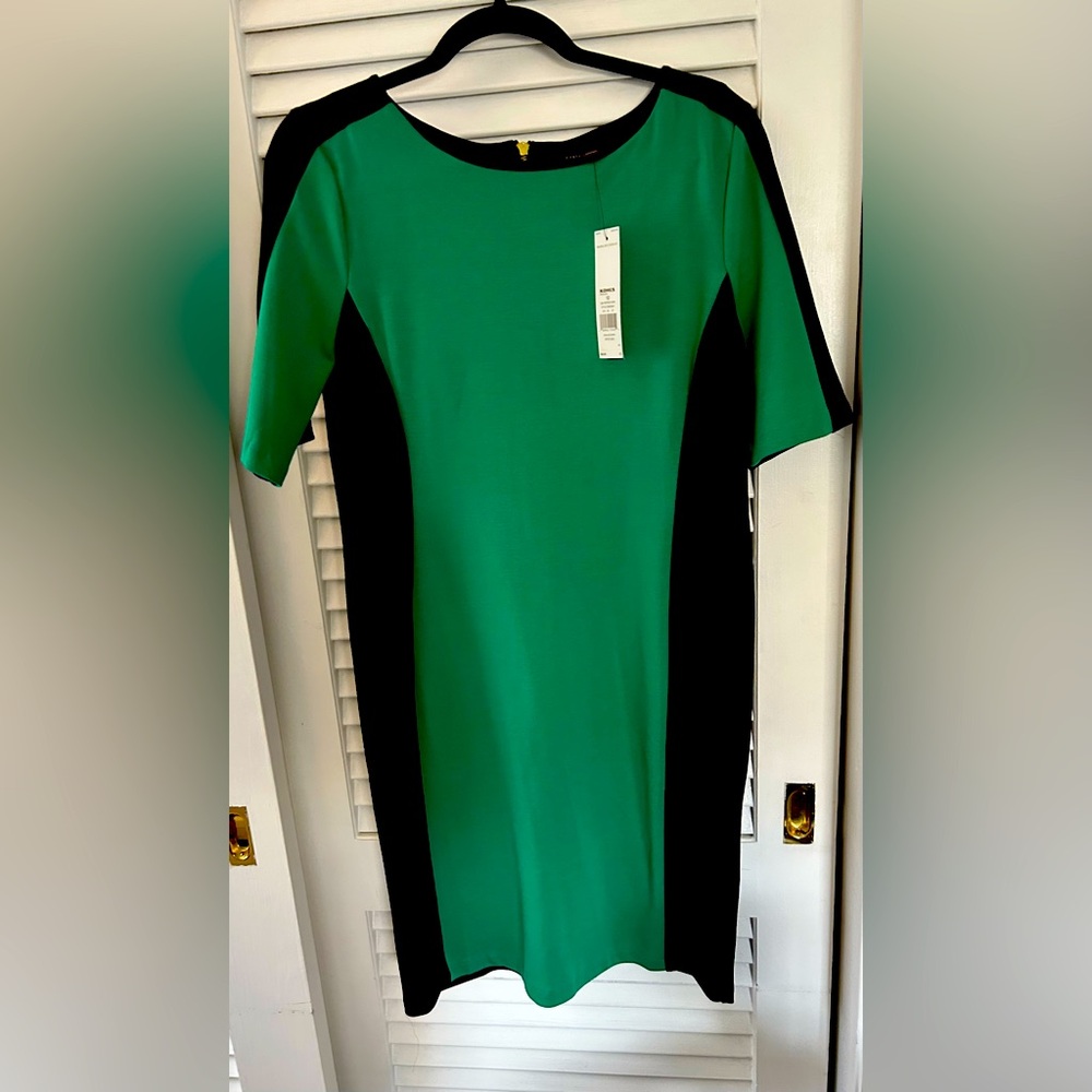 NWT Dana Buchman color block dress in green and black size 12